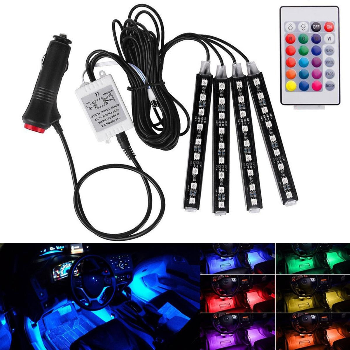 MultiColor-LED Car Strip With Remote (12V)